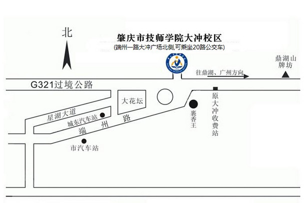 肇慶二建考場：肇慶市技師學院大沖校區(qū)考場位置圖